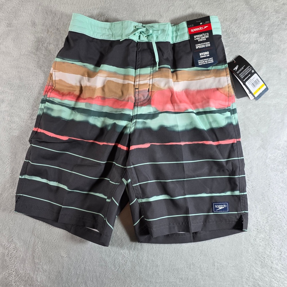 Speedo Men M Swim Shorts Eco 4-Way Stretch Hydro Square Leg Volcanic Ash Board
